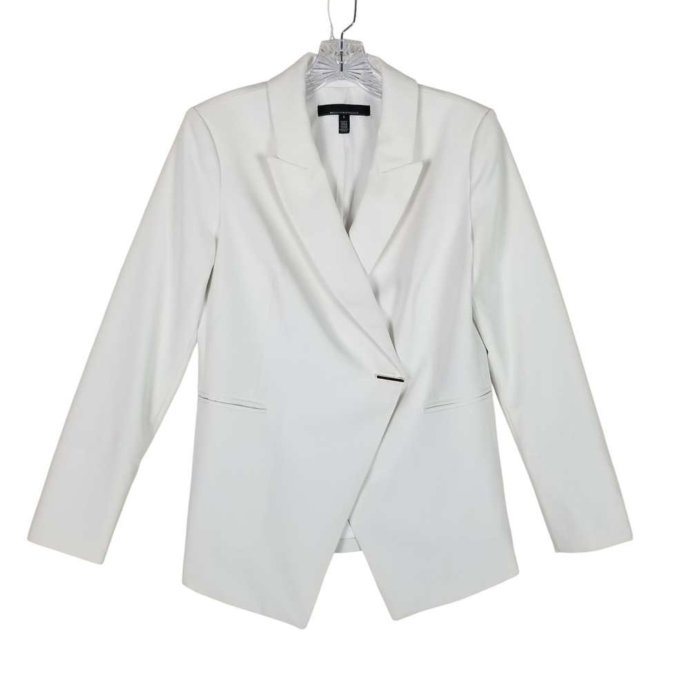 White House Black Market Blazer Women 6 White Single Bar Wrap Tailored Jacket